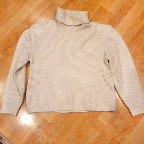 Topshop roll top cropped turtleneck sweater cream size L - Picture 2 of 9